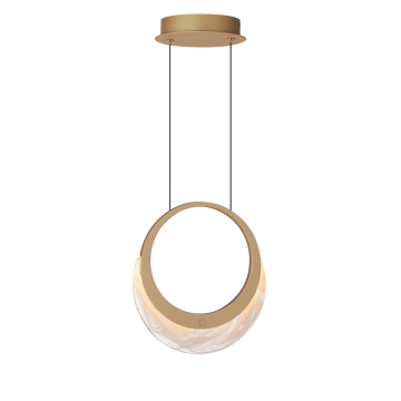 ET2 Lyra 1-Light LED Pendant - 290 Lumens - 3000K - 120-277V - Gold - White Spiral Glass