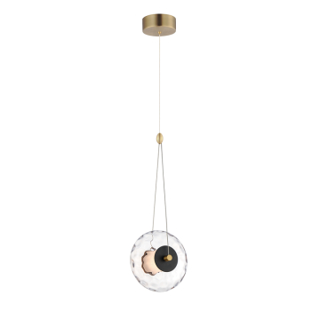ET2 Amulet 1-Light LED Pendant - 3000K - 120-277V - Black / Natural Aged Brass