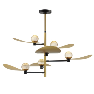 ET2 Pearl 6-Light LED Pendant - 3000K - 1,850 Lumens - 120V - Black / Natural Aged Brass
