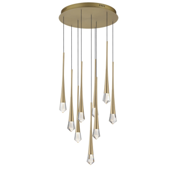 ET2 Pierce 9-Light LED Pendant - 3000K - 800 Lumens - 120V - Gold