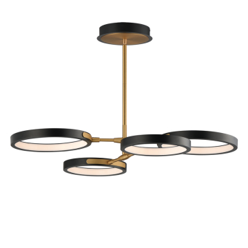 ET2 Hoopla 4-Light LED Pendant - 1,700 Lumens - 12W - 3000K - 120-277V - Black / Gold
