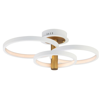ET2 Hoopla 3-Light LED Semi Flush Mount - 1,800 Lumens - 3W - 3000K - 120-277V - White / Gold