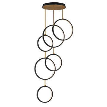 ET2 Hoopla 6-Light LED Pendant - 2,500 Lumens - 15W - 3000K - 120-277V - Black / Gold