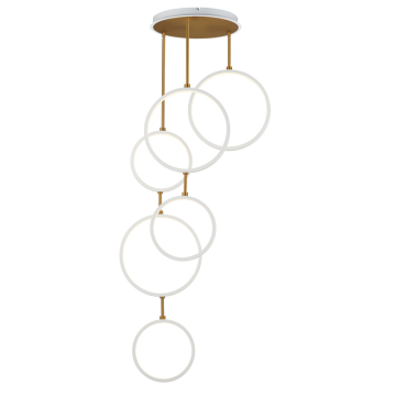 ET2 Hoopla 6-Light LED Pendant - 2,500 Lumens - 15W - 3000K - 120-277V - White / Gold