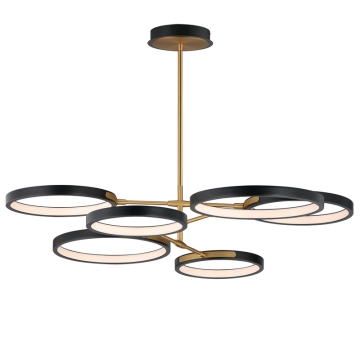 ET2 Hoopla 6-Light LED Pendant - 3,300 Lumens - 15W - 3000K - 120-277V - Black / Gold