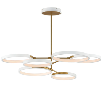 ET2 Hoopla 6-Light LED Pendant - 3,300 Lumens - 15W - 3000K - 120-277V - White / Gold