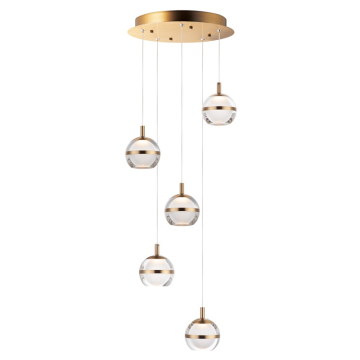 ET2 Swank 5-Light LED Pendant - 3000K - 2,160 Lumens - 120V - Natural Aged Brass