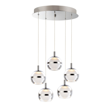 ET2 Swank 5-Light LED Pendant - 3000K - 2,160 Lumens - 120V - Polished Chrome
