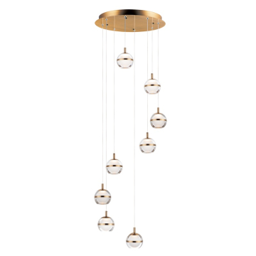ET2 Swank 8-Light LED Pendant - 3000K - 3,450 Lumens - 120V - Natural Aged Brass