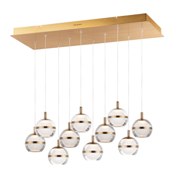 ET2 Swank 10-Light LED Pendant - 3000K - 4,950 Lumens - 120V - Natural Aged Brass
