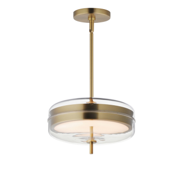 ET2 Voto 2-Light LED Pendant - 1,350 Lumens - 12W - 3000K - 120V - Natural Aged Brass - Clear Glass