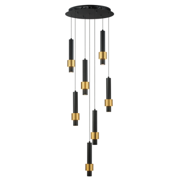 ET2 Reveal 7-Light LED Pendant - 3000K - 120V - Black / Gold