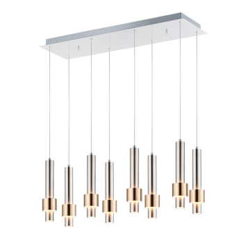 ET2 Reveal 8-Light LED Pendant - 3000K - 931 Lumens - 120V - Satin Nickel / Satin Brass