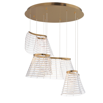 ET2 Tartan 3-Light LED Pendant - CCT Selectable - 120-277V - Brushed Champagne