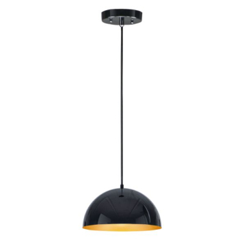 ET2 Hemisphere 14" LED Pendant - 3000K - 120V - Gloss Black / Gold