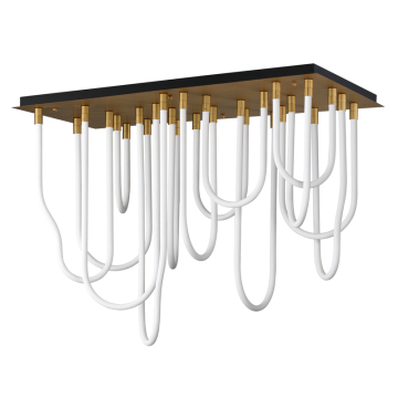 ET2 Soleil 14-Light LED Square Flush Mount - 6,100 Lumens - 3000K - 120-277V - Natural Aged Brass