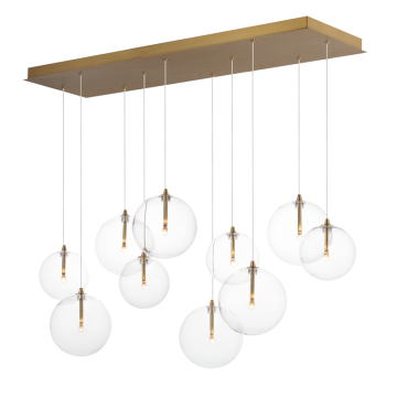 ET2 Global 10-Light LED Pendant - 3000K - 120-277V - Natural Aged Brass