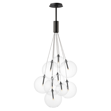 ET2 Burst 9-Light LED Pendant - 3000K - 120V - Black / Clear