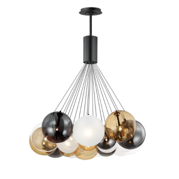 ET2 Burst 20-Light LED Pendant - Mixed Glass - 3000K - 120-277V - Black