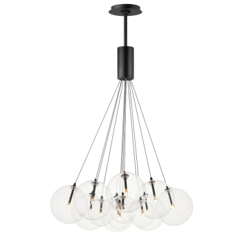 ET2 Burst 12-Light LED Pendant - 3000K - 120V - Black / Clear