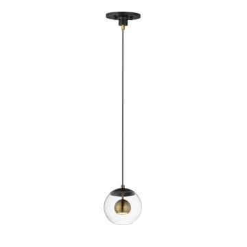 ET2 Nucleus 7" LED Pendant - 3000K - 560 Lumens - 120V - Black / Natural Aged Brass