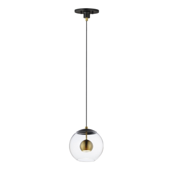 ET2 Nucleus 9" LED Pendant - 3000K - 600 Lumens - 120V - Black / Natural Aged Brass