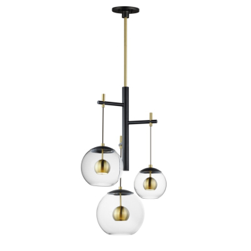 ET2 Nucleus 3-Light LED Pendant - 3000K - 1,800 Lumens - 120V - Black / Natural Aged Brass