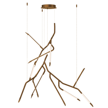 ET2 Scion 53" 3-Light LED Chandelier - 2,000 Lumens - 5W - 3000K - 120-277V - Weathered Brass