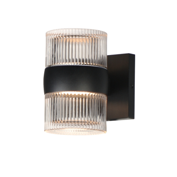 ET2 Modular 2-Light LED Outdoor Wall Sconce - 3000K - 120-277V - Black / Clear Glass