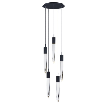 ET2 Quartz 5-Light LED Pendant - Round Canopy - 3000K - 2,380 Lumens - 120V - Black