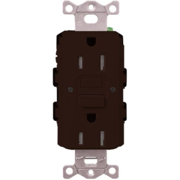 Lutron Claro 15A GFCI Receptacle - Tamper Resistant - Brown