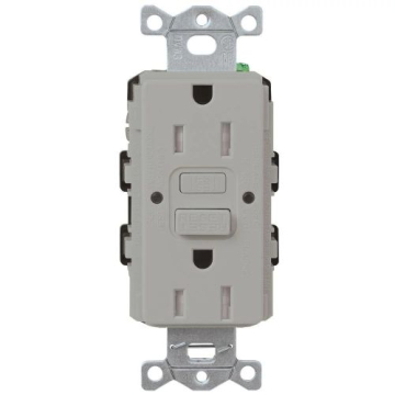 Lutron Claro 15A GFCI Receptacle - Tamper Resistant - Gray