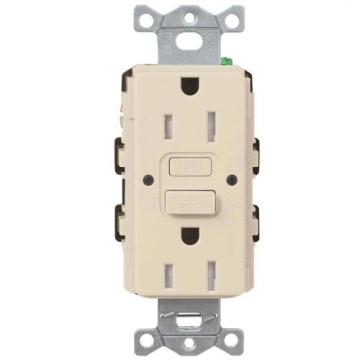 Lutron Claro 15A GFCI Receptacle - Tamper Resistant - Light Almond