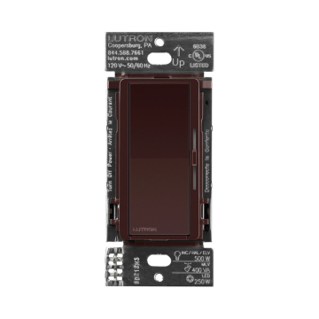 Lutron Diva LED+ Pro Max Dimmer Switch - Single Pole/Multi-Location - 250W LED/500W ELV/400VA MLV - Brown