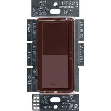 Lutron Diva LED+ Dimmer - Single Pole / 3-Way - 150W Max - Brown