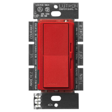 Lutron Diva Quiet Fan-Speed Control - Single-Pole / 3-Way - Signal Red