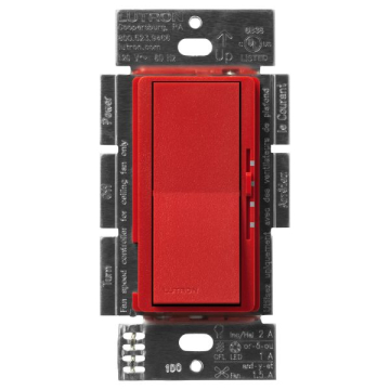 Lutron Diva Quiet Fan-Speed Control and Light Switch - Single Pole - Signal Red