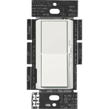 Lutron Diva Quiet Fan-Speed Control and Light Switch - Single Pole - Snow