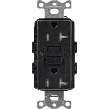 Lutron Claro 20A GFCI Receptacle - Tamper Resistant - Midnight