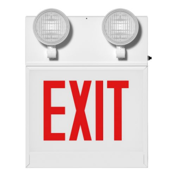 RAB Chicago Approved LED Exit Emergency Combo - Single Face - Red Letters - 120/277V