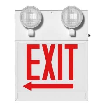 RAB Chicago Approved LED Exit Emergency Combo - Single Face - Red Letters - 120/277V