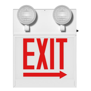 RAB Chicago Approved LED Exit Emergency Combo - Single Face - Red Letters - 120/277V