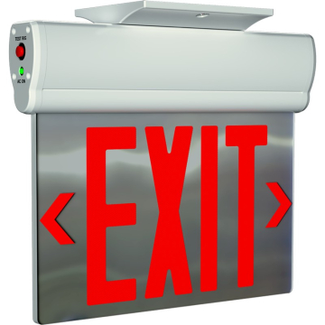 RAB Edge-Lit LED Exit Sign - Double Face - Mirror Panel - Red or Green Letters - 120-277V