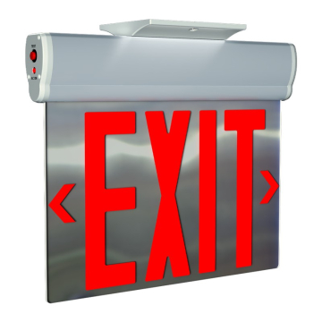 RAB Edge-Lit LED Exit Sign - Double Face - Mirror Panel - Red Letters - NYC Compliant - 120-277V
