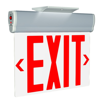 RAB Edge-Lit LED Exit Sign - Single Face - Clear Acrylic - Red Letters - NYC Compliant - 120-277V