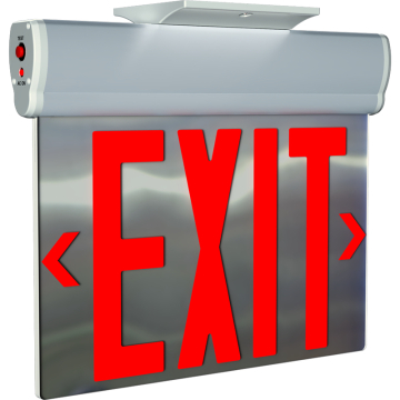 RAB NYC Compliant Edge-Lit Exit Sign - Double Face - Red Letters - Battery Backup - 120-277V