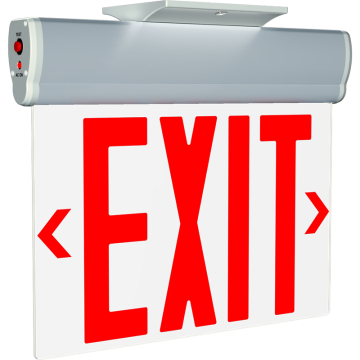 RAB NYC Compliant Edge-Lit Exit Sign - Single Face - Red Letters - Battery Backup - 120-277V