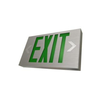 MaxLite LED Thin Exit Sign - Green Letters - Battery Backup - Aluminum
