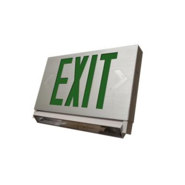 MaxLite LED Thin Exit Emergency Combo - Green Letters - Battery Backup - Aluminum