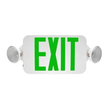 MaxLite LED Exit Emergency Combo - Green Letters - Battery Backup - Remote Capable - White